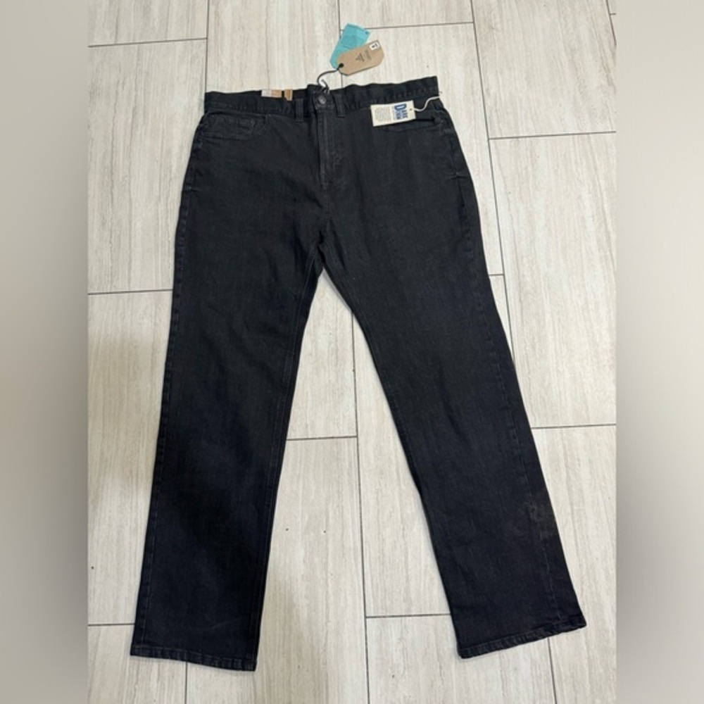 PrAna Men's Black Straight Fit Jeans 40W x 32L Five-Pocket Zip Fly Cotton Blend